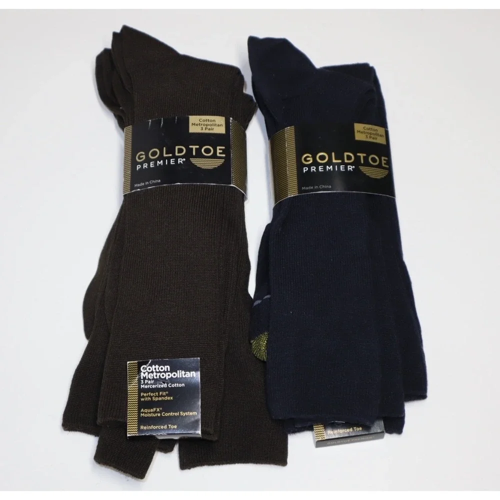 Gold‎ Toe Men's Dress Socks Bundle of 2 3packs - Navy - Brown - Size 10-13